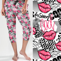 leopard and pink lips jogger pants