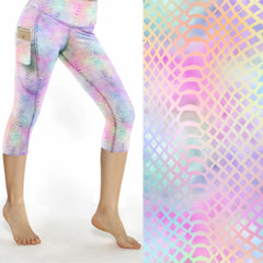 rainbow pastel snake print 3/4 leggings