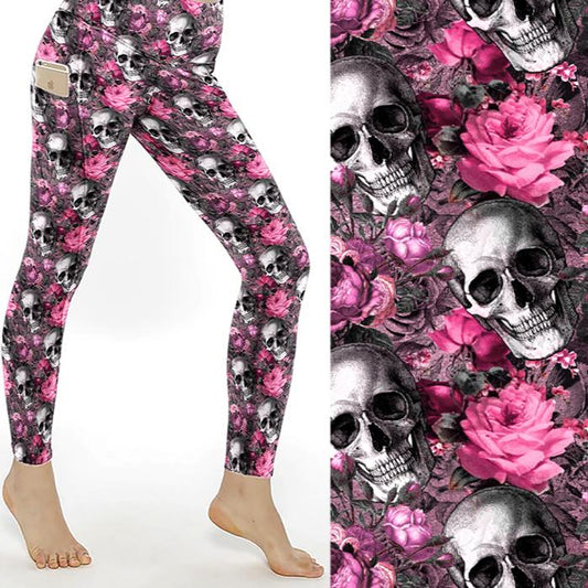 Dead Pretty in Pink Full Length Skull Print Leggings