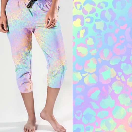 pastel rainbow leopard print joggers