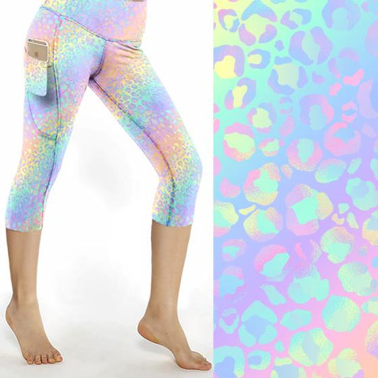 pastel rainbow leopard print leggings