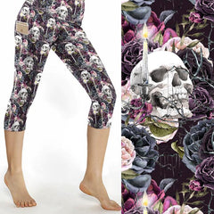 Happy Deathday Capri Skull Print Leggings