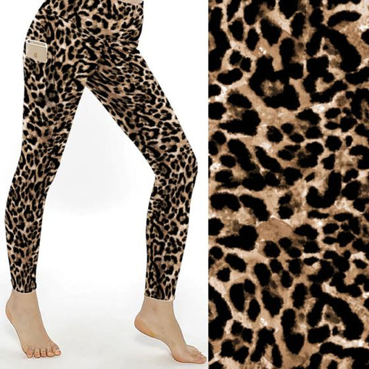 brown and black leopard print leggings with pockets