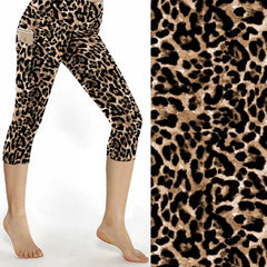 brown leopard print 3/4 leggings