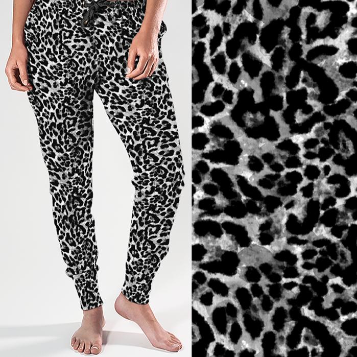 black and white leopard print jogger pants