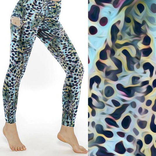 Love Leopard Aquamarine Full Length Animal Print Leggings