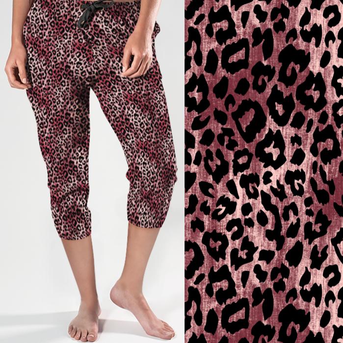 burgundy leopard print joggers