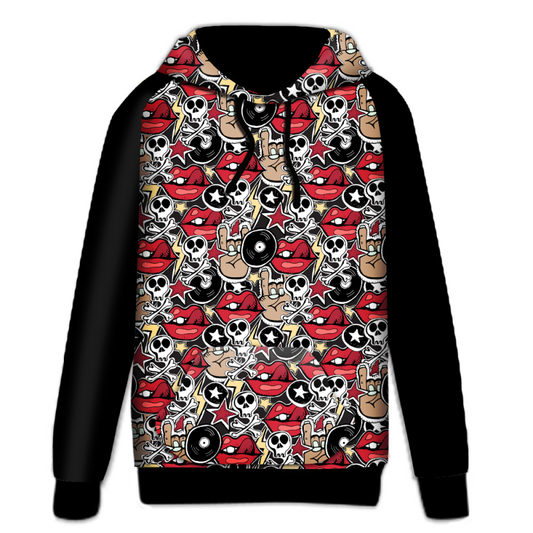 Rockin' Retro Skulls Skull Print Hoodie