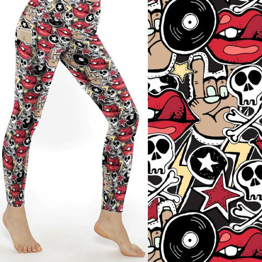 retro skull leggings