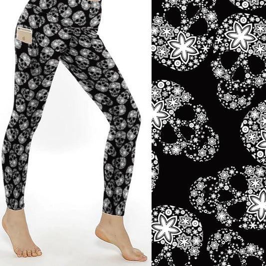 Skull Sparkles Full Length Skull Print Leggings