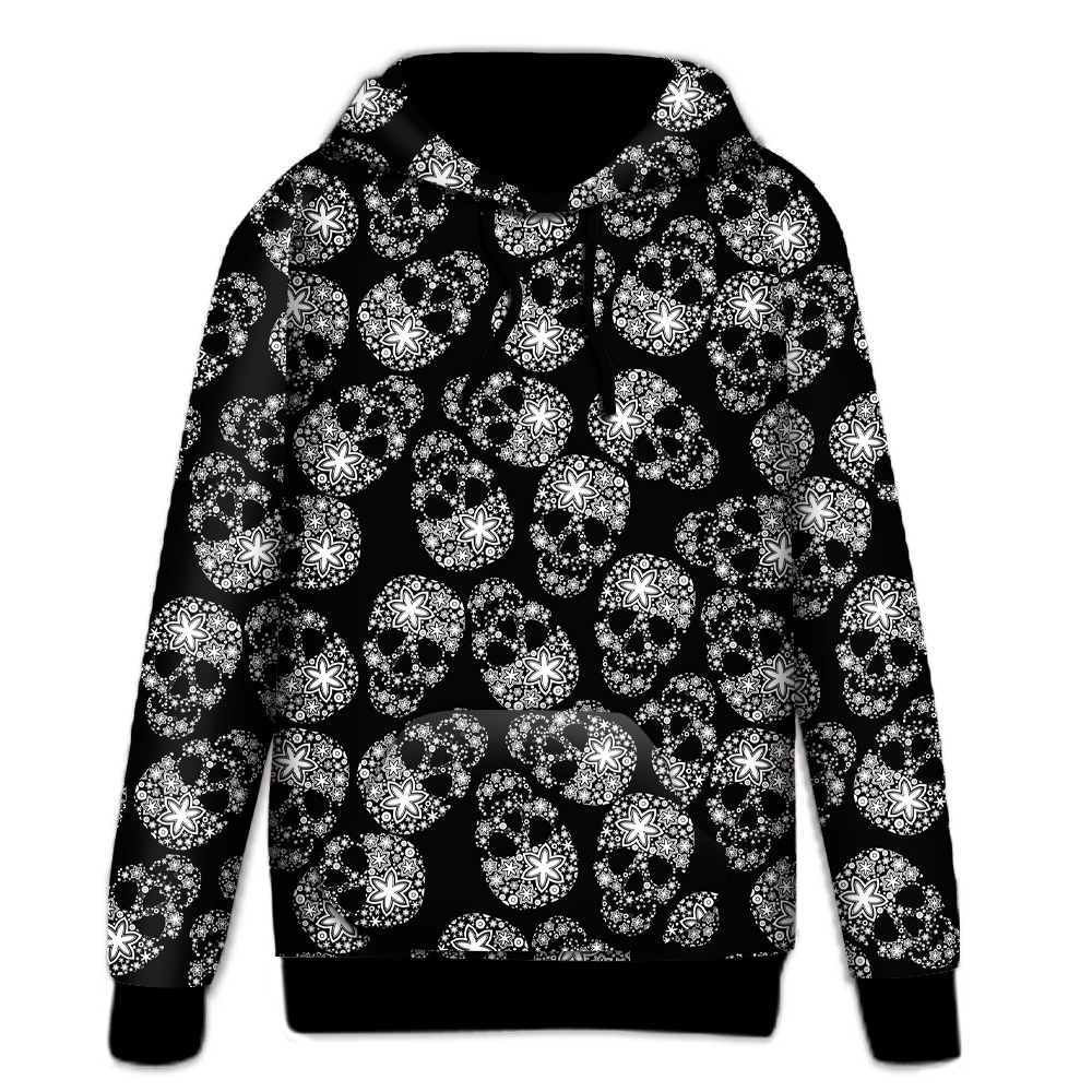 Skull Sparkles Skull Print Hoodie