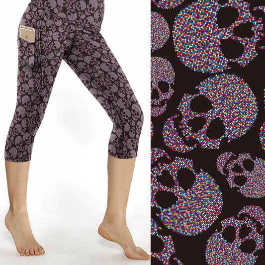 Sprinkle Skulls Capri Skull Print Leggings