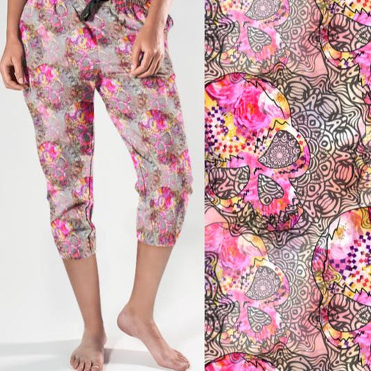 punk sugar skull capri joggers