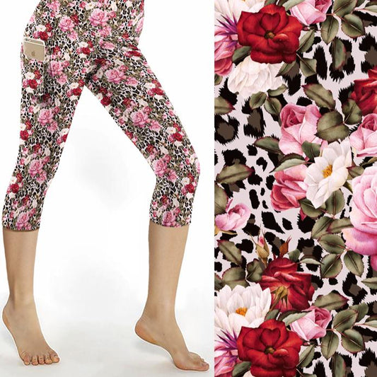 Wild Rose Leopard Capri Animal Print Leggings