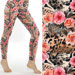 leopard roses leggings