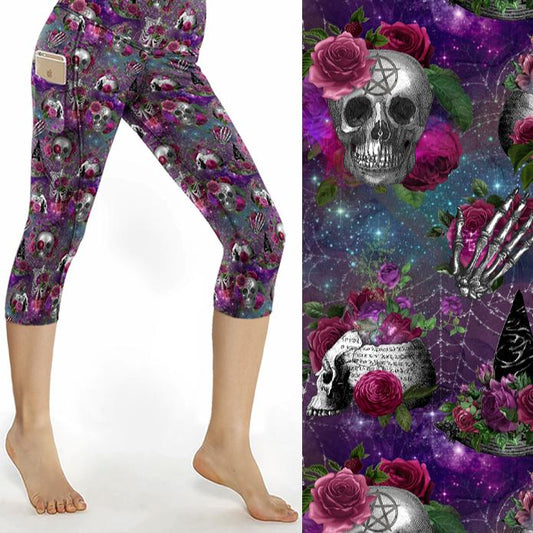 Witching Hour Capri Skull Print Leggings