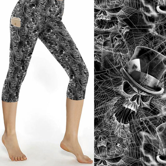 The Dark Web Capri Skull Print Leggings