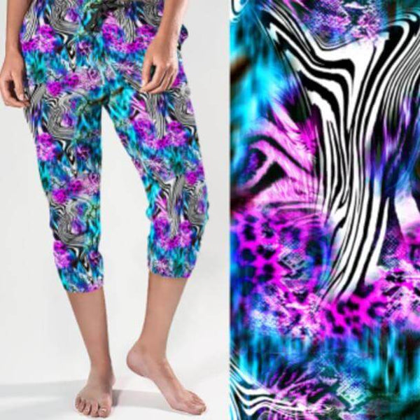 Animal Print Tie Dye Capri Pants Tie Dye Leopard Casual Capri